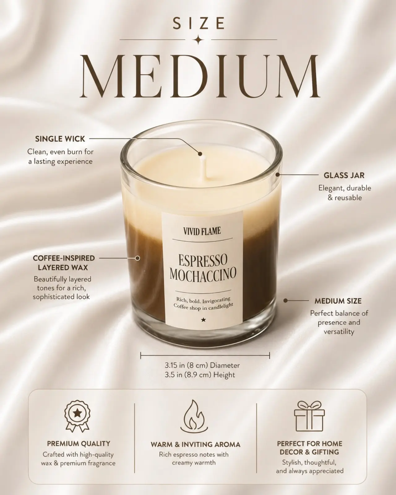 Espresso Mochaccino Candle – Premium Coffee Scented Jar Candle - Image 3