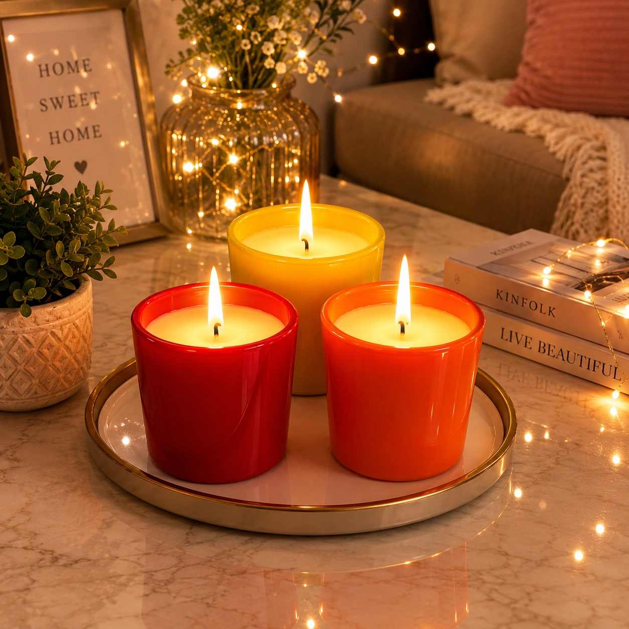 Colorful Scented Candles – Set of 6 Premium Glass Jar Candles - Image 2