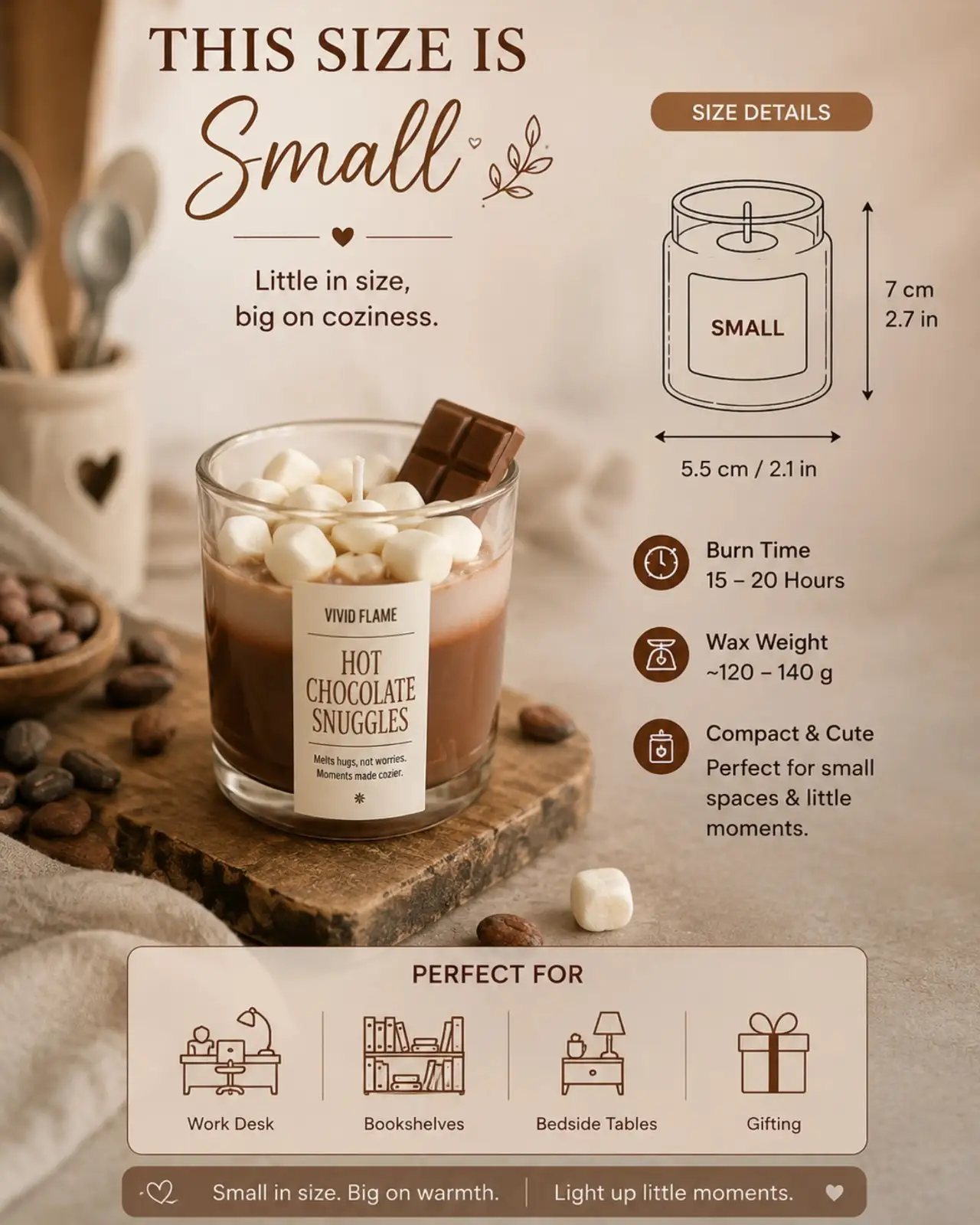 Hot Chocolate Snuggles Candle – 3 Premium Chocolate Scented Jar Candles - Image 2
