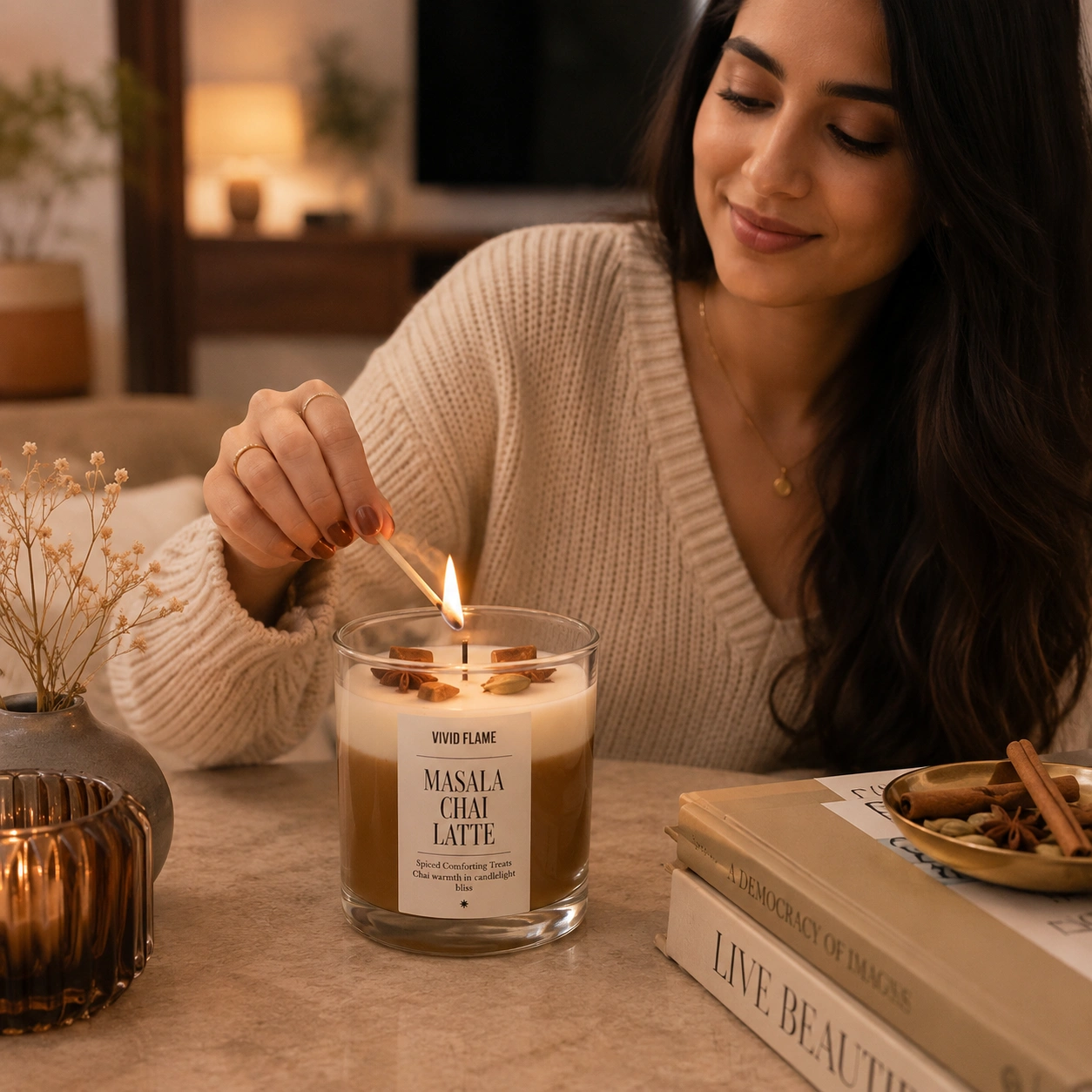 Masala Chai Latte Candle – Premium Chai Scented Jar Candles - Image 5