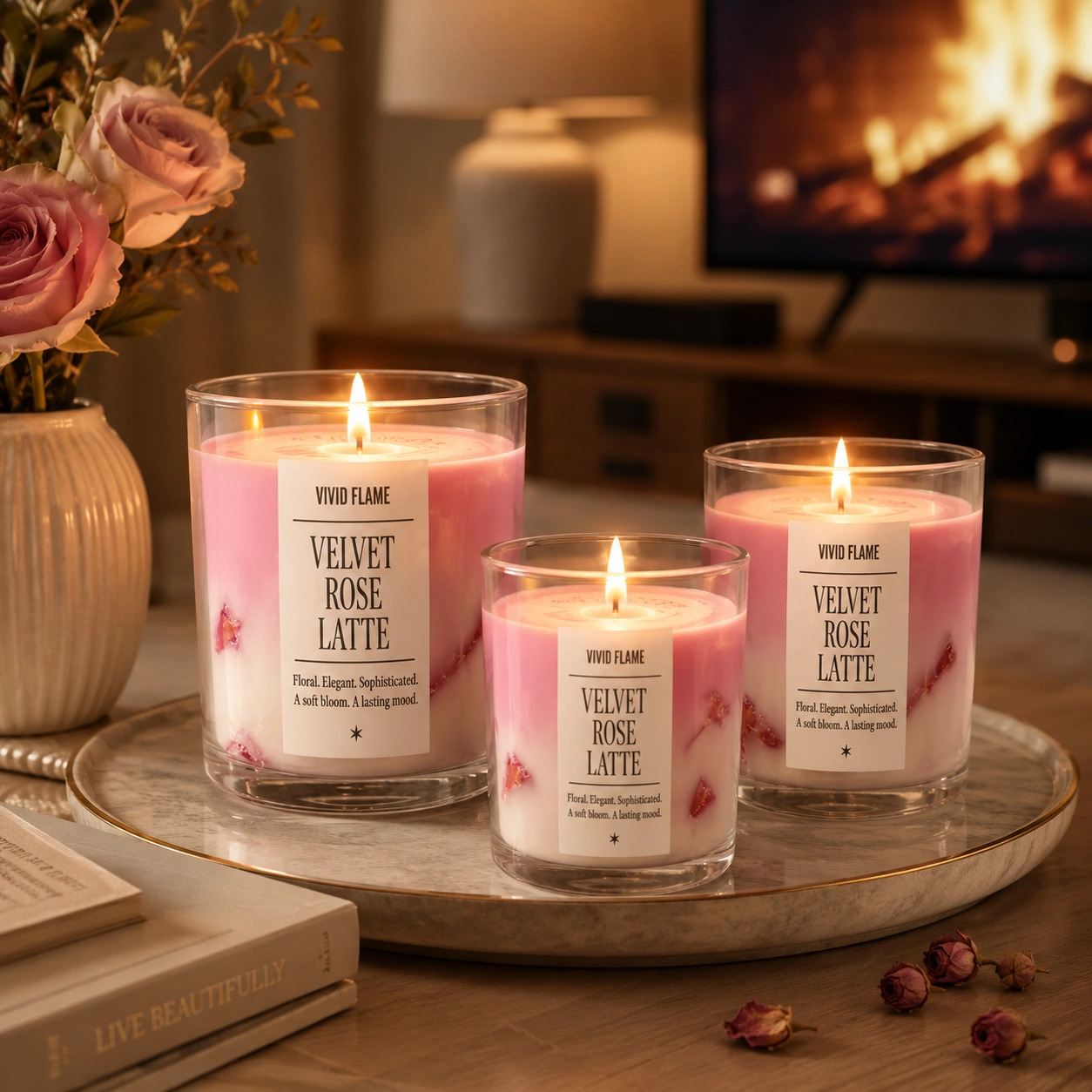 Velvet Rose Latte Candle – Premium Rose Scented Jar Candles - Image 3