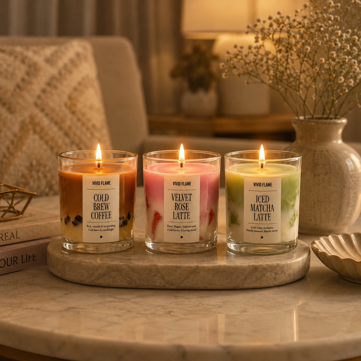 VividFlame Small Candle Combo Pack of 3 - Image 3