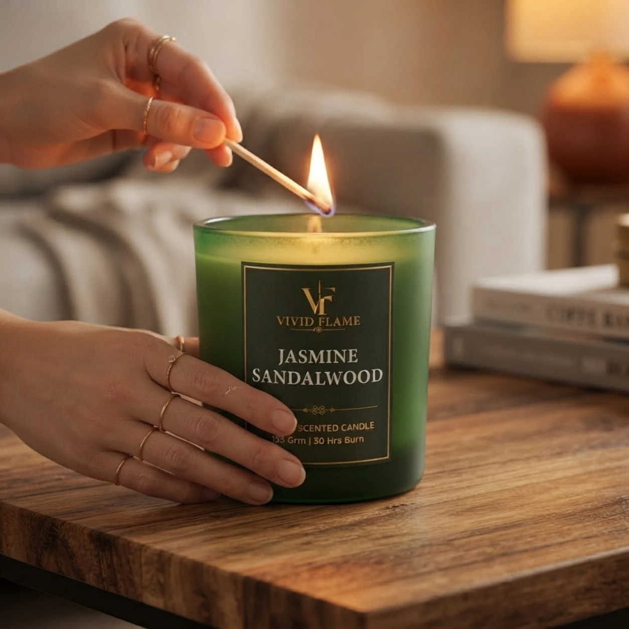 Jasmine Sandalwood Luxury Scented Candle - Image 3