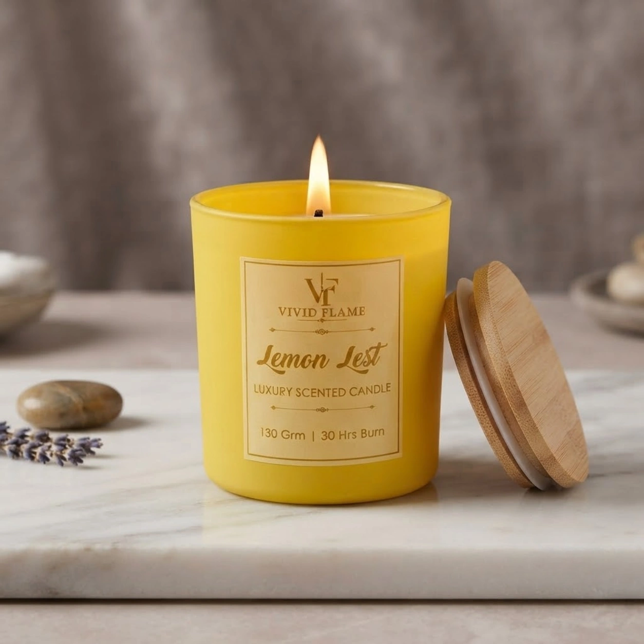 Lemon Zest Luxury Scented Candle – 130g | 30 Hours Burn - Image 3